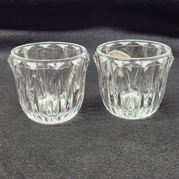 Crystal Votive Candle Holders Heavy Sparkles Prism 2.5” Tall Set of 2 - Picture 5 of 5